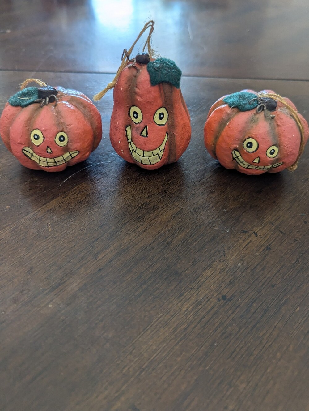 Vintage Style Halloween Pumpkin Ornaments Trio - Set of 3